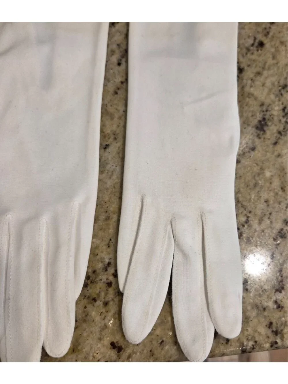 New! Vintage Sz S Off-White Formal Stretch Nylon Opera Gloves 23